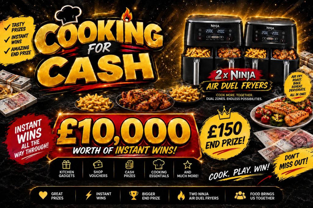 £10,000 In Cash Give Aways + 2x Ninja Air Fryers + 2x £150 end prizes