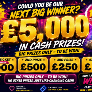 £5000 Cash Giveaway In Prizes Super Low odds £500 end prize