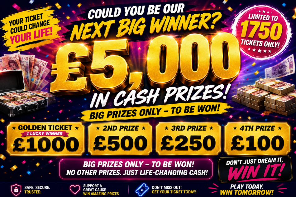 £5000 Cash Giveaway In Prizes Super Low odds £500 end prize